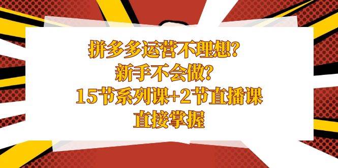 拼多多运营不理想？新手不会做？15节系列课+2节直播课，直接掌握-舒阳传媒网