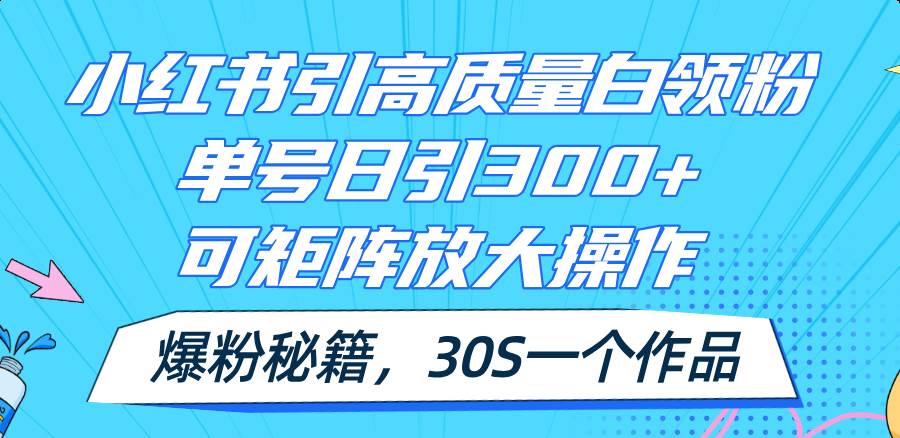 小红书引高质量白领粉，单号日引300+，可放大操作，爆粉秘籍！30s一个作品-舒阳传媒网