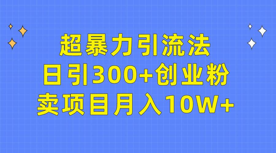 超暴力引流法，日引300+创业粉，卖项目月入10W+-舒阳传媒网