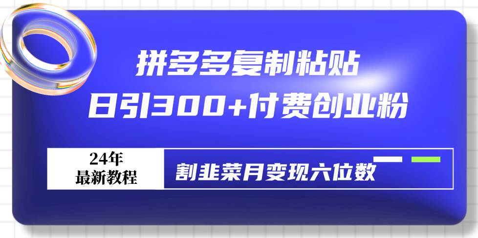 拼多多复制粘贴日引300+付费创业粉，割韭菜月变现六位数最新教程！-舒阳传媒网