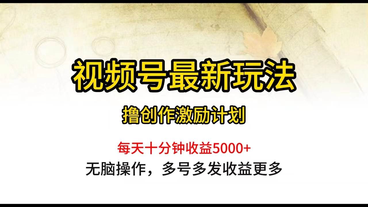 视频号最新玩法，每日一小时月入5000+-舒阳传媒网