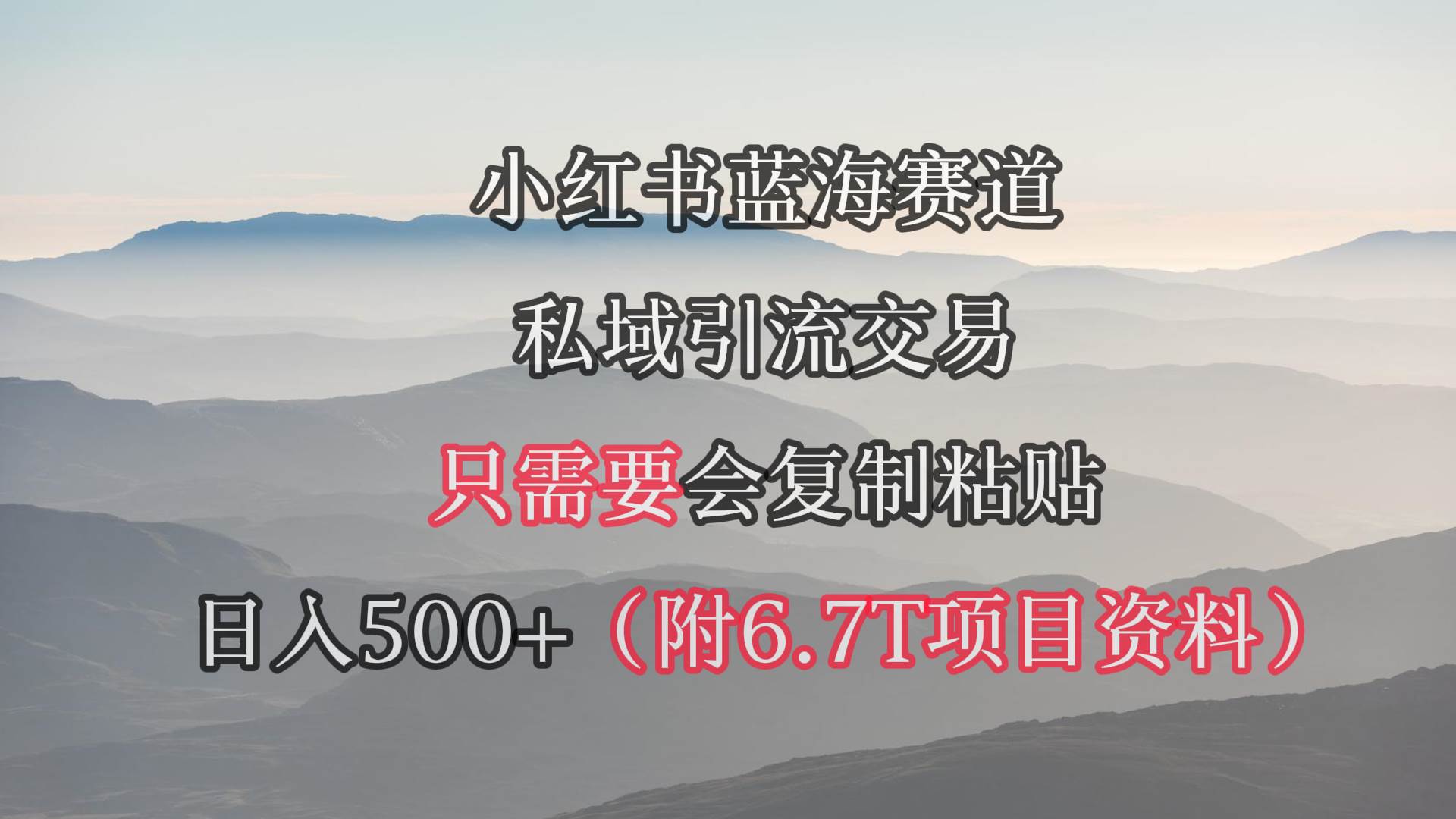 小红书短剧赛道，私域引流交易，会复制粘贴，日入500+（附6.7T短剧资源）-舒阳传媒网