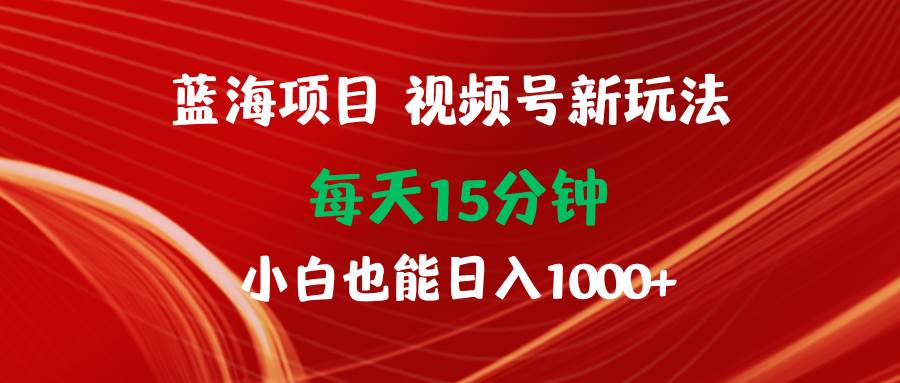 蓝海项目视频号新玩法 每天15分钟 小白也能日入1000+-舒阳传媒网