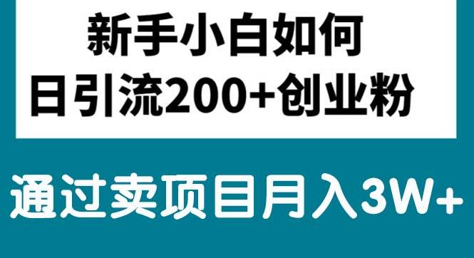 新手小白日引流200+创业粉,通过卖项目月入3W+-舒阳传媒网