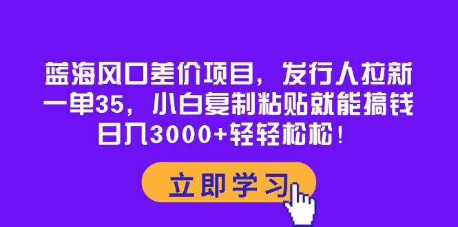 蓝海风口差价项目，发行人拉新，一单35，小白复制粘贴就能搞钱！日入3000+轻轻松松-舒阳传媒网