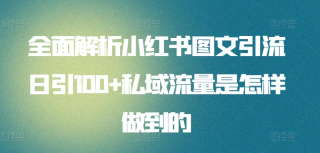 全面解析小红书图文引流日引100私域流量是怎样做到的-舒阳传媒网