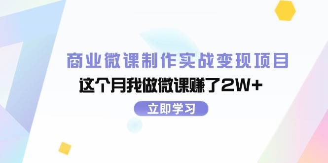 商业微课制作实战变现项目，这个月我做微课赚了2W+-舒阳传媒网