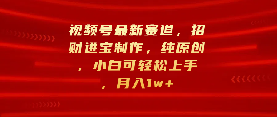 视频号最新赛道，招财进宝制作，纯原创，小白可轻松上手，月入1w+-舒阳传媒网