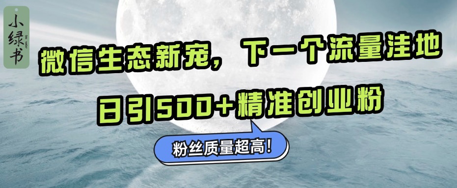 微信生态新宠小绿书：下一个流量洼地，粉丝质量超高，日引500+精准创业粉，-舒阳传媒网