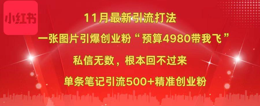 小红书11月最新图片打法，一张图片引爆创业粉“预算4980带我飞”，私信无数，根本回不过来，单条笔记引流500+精准创业粉-舒阳传媒网