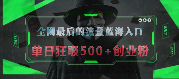 全网最后的流量蓝海入口，半小时引流50+创业粉，单日狂吸500+创业粉-舒阳传媒网