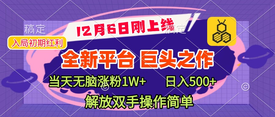 全新引流平台，巨头之作，当天无脑涨粉1W+，日入现500+，解放双手操作简单-舒阳传媒网