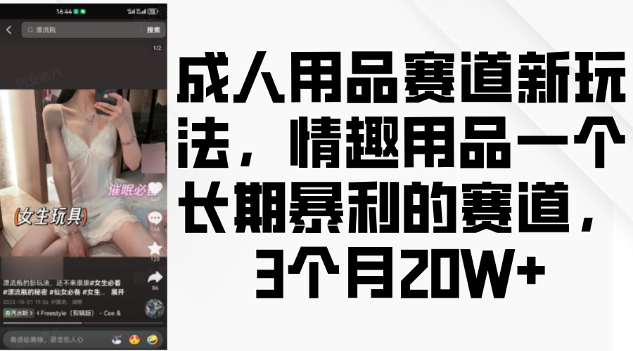 情趣用品一个长期暴利的赛道，成人用品赛道新玩法，3个月20W+-舒阳传媒网