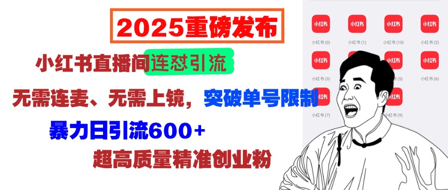 2025重磅发布：小红书直播间连怼引流，无需连麦、无需上镜，突破单号限制，暴力日引流600+超高质量精准创业粉-舒阳传媒网