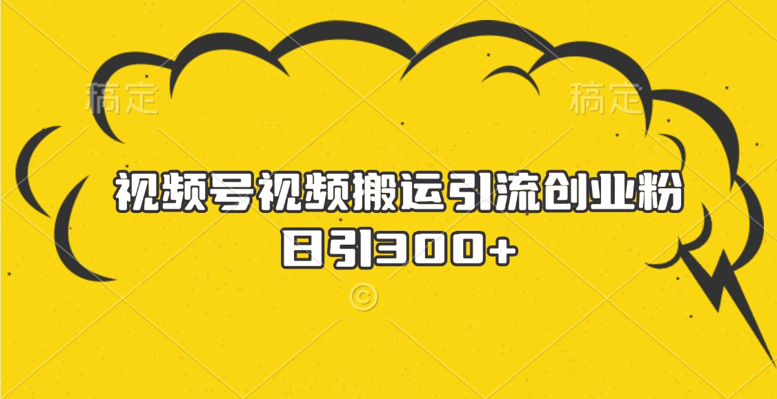 视频号视频搬运引流创业粉，日引300+-舒阳传媒网