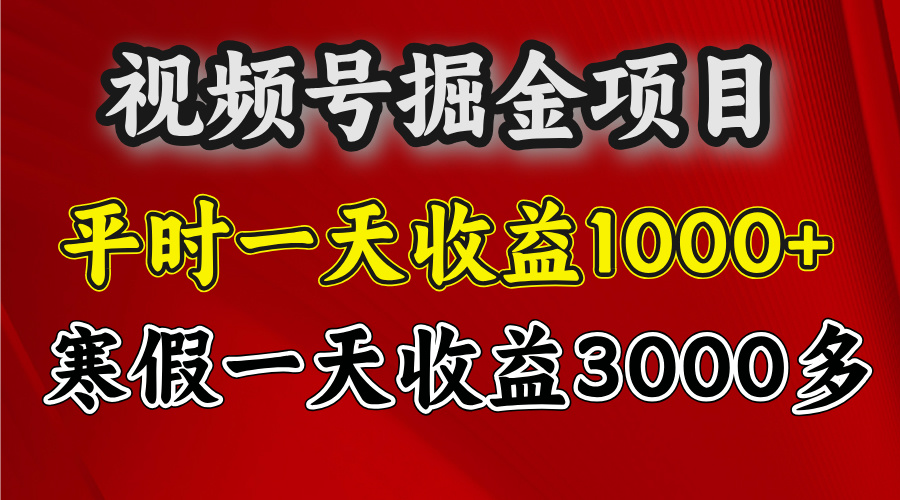 视频号掘金项目，寒假一天收益3000多-舒阳传媒网