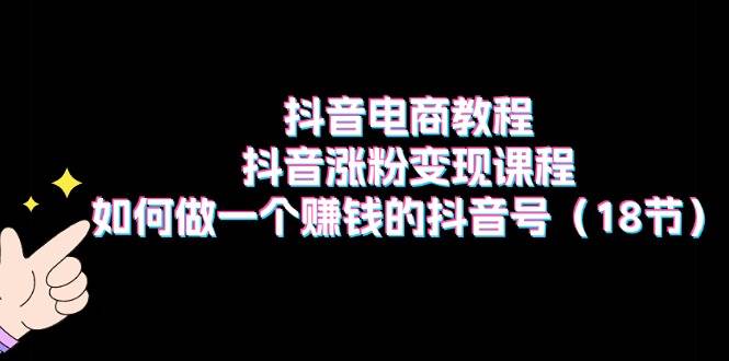 抖音电商教程：抖音涨粉变现课程：如何做一个赚钱的抖音号（18节）-舒阳传媒网